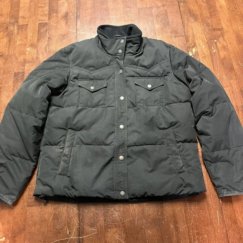 Ralph Lauren‎ Jacket Youth Large Black Down Puffer Chore Winter Coat Preppy